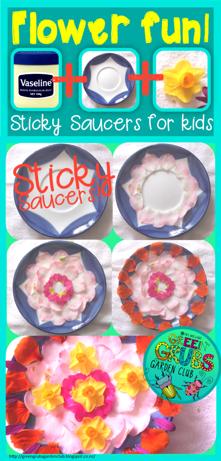FLOWER POWER ~ Sand & Sticky Saucer fun!