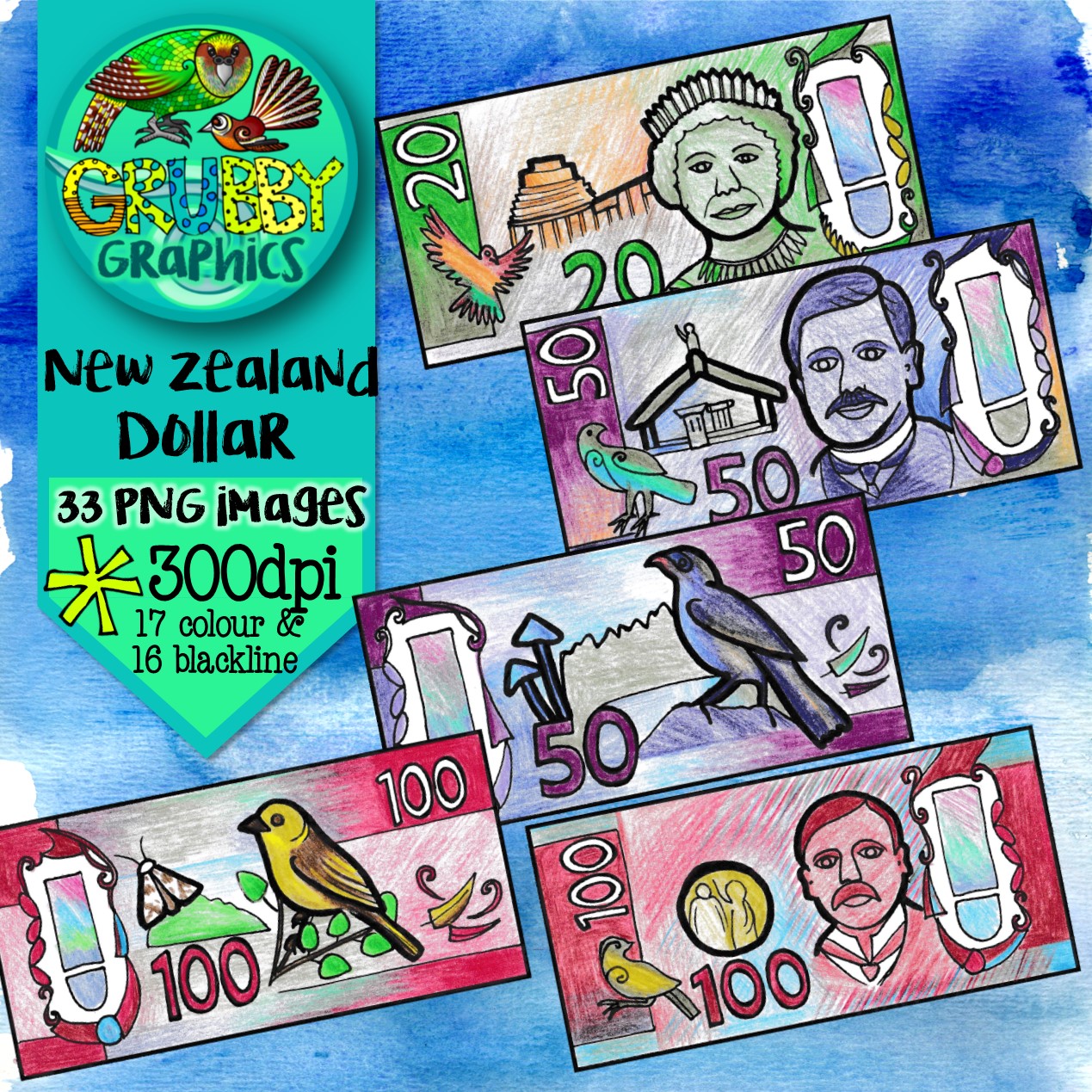 New Zealand Dollar Currency Clip Art 