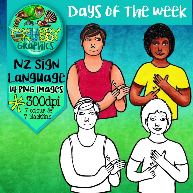 New Zealand Sign Language Days of the Week Clip Art