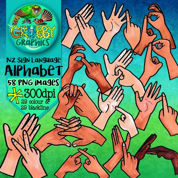 New Zealand Sign Language Alphabet Clip Art (NZSL Finger Spelling)