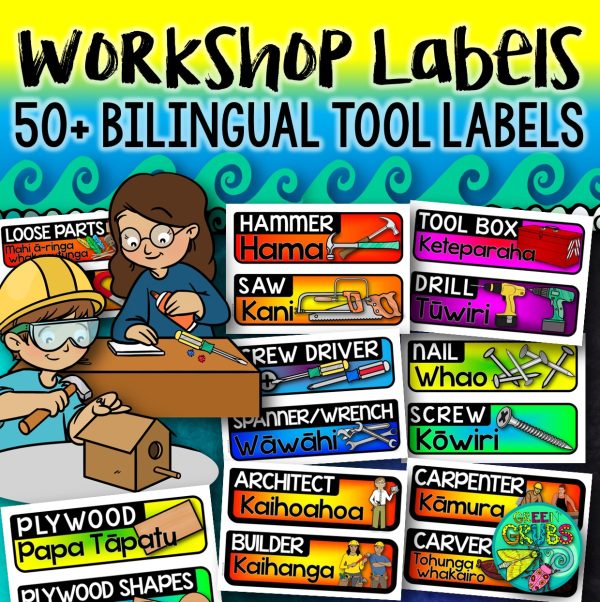 Workshop Tool Labels (Bilingual Māori and English)