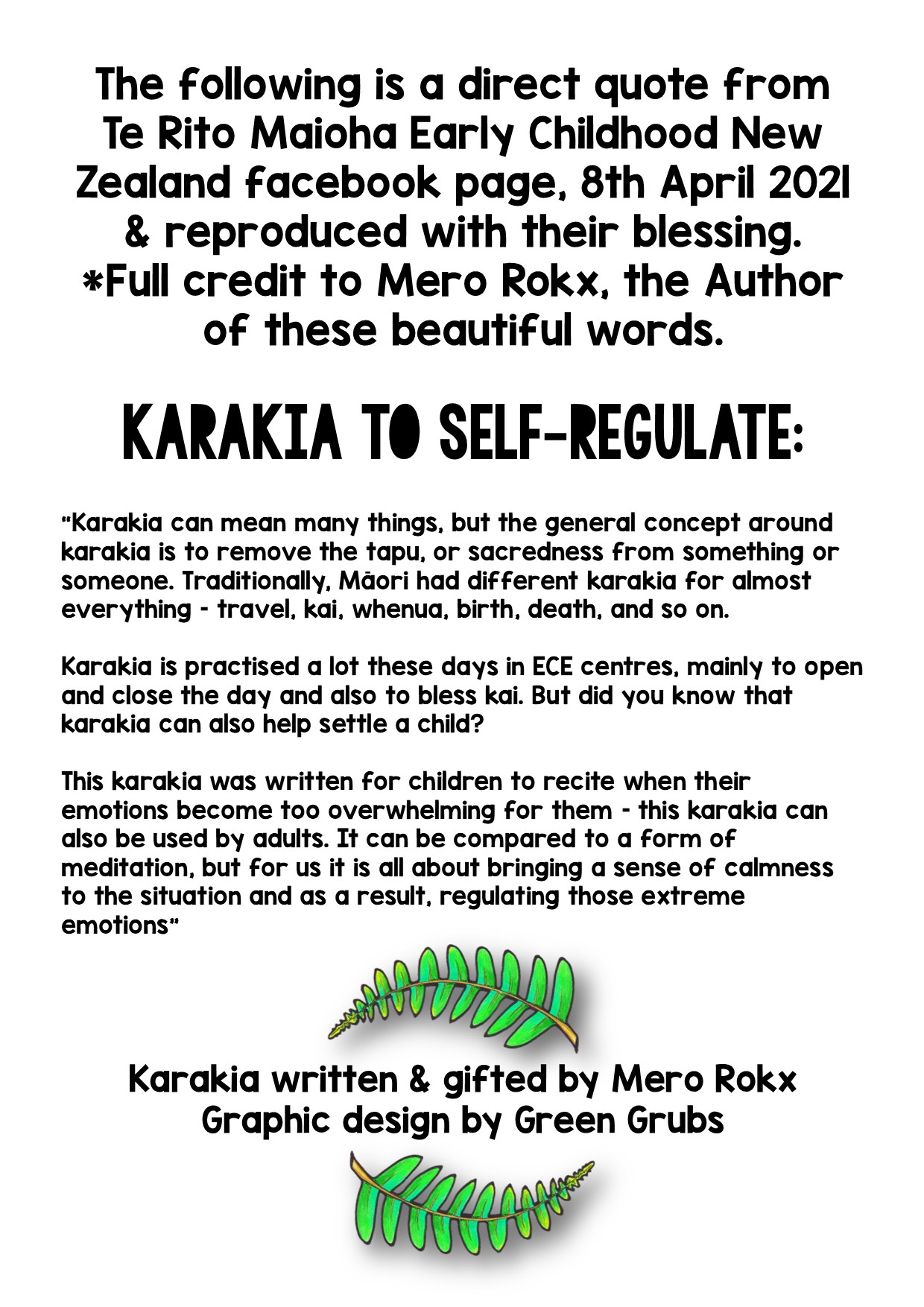 Karakia To Self Regulate